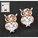 Earrings Rose Gold Plated Crystal Owl